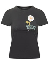 GANNI - Floral Embroidered and Printed T-shirt - Black - LIDIASHOPPING® - Official Website