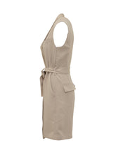 PAROSH - Sleeveless Jumpsuit with V Neck and Belt - Beige - LIDIASHOPPING® - Official Website