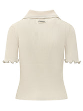 PINKO - Ribbed Crepe Polo Top with Cut-out - White - LIDIASHOPPING® - Official Website