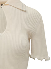 PINKO - Ribbed Crepe Polo Top with Cut-out - White - LIDIASHOPPING® - Official Website