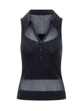 PINKO - Canotta a Coste con Fondo Ondulato - Blu - LIDIASHOPPING® - Official Website