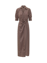 PINKO - Alexandra Striped Midi Dress with Belt - Brown - LIDIASHOPPING® - Official Website