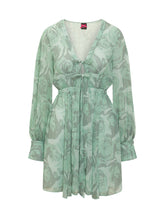 PINKO - Short Dress with V Neck and Drawstring - Green - LIDIASHOPPING® - Official Website