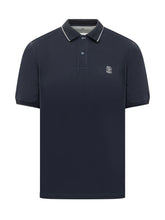 BRUNELLO CUCINELLI - Polo con Bottoni e Logo Ricamato - Blu | Lidia Shopping | Official Website