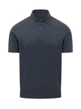 BRUNELLO CUCINELLI - Short Sleeve Polo with Collar and Buttons - Blue | Lidia Shopping | Official Website
