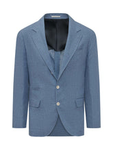 BRUNELLO CUCINELLI - Single-Breasted Tailored Blazer In Mélange Fabric - Blue - LIDIASHOPPING® - Official Website