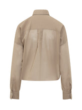 BRUNELLO CUCINELLI - Camicia Drappeggiata Con Nodo Frontale - Marrone - LIDIASHOPPING® - Official Website