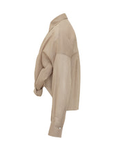 BRUNELLO CUCINELLI - Camicia Drappeggiata Con Nodo Frontale - Marrone - LIDIASHOPPING® - Official Website