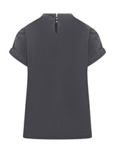 BRUNELLO CUCINELLI - Crew Neck Top with Rolled Sleeves - Blue - LIDIASHOPPING® - Official Website