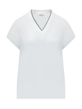 BRUNELLO CUCINELLI - Top Scollo a V Maniche Corte - Bianco - LIDIASHOPPING® - Official Website