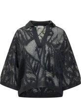 BRUNELLO CUCINELLI - Polo Corta Traforata con Scollo a V - Blu | Lidia Shopping | Official Website