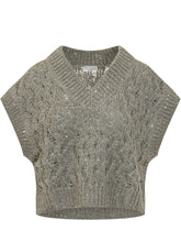 BRUNELLO CUCINELLI - V Neck Openwork Knit Top - Green - LIDIASHOPPING® - Official Website