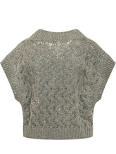 BRUNELLO CUCINELLI - V Neck Openwork Knit Top - Green - LIDIASHOPPING® - Official Website