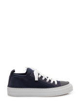 BRUNELLO CUCINELLI - Sneaker Bassa in Maglia con Lacci - Blu - LIDIASHOPPING® - Official Website