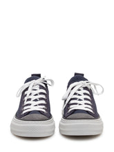 BRUNELLO CUCINELLI - Sneaker Bassa in Maglia con Lacci - Blu - LIDIASHOPPING® - Official Website