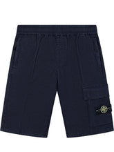 STONE ISLAND KIDS - Cargo Shorts with Elastic Waist and Pockets - Blue - LIDIASHOPPING® - Official Website