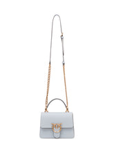 PINKO - Love One Top Handle Bag with Flap and Handle - Blue - LIDIASHOPPING® - Official Website