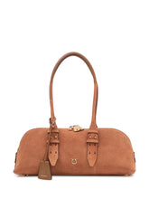 PINKO - Bowling Baguette Bag with Handles and Zip - Brown - LIDIASHOPPING® - Official Website