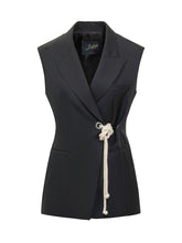THE SEAFARER - Tailored Vest with Front Knot - Blue - LIDIASHOPPING® - Official Website