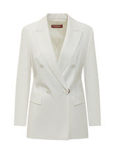 MAX MARA STUDIO - Double Breasted Blazer with Classic Lapels - White - LIDIASHOPPING® - Official Website