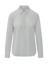 MAX MARA STUDIO - Striped Shirt with Classic Collar - Blue - LIDIASHOPPING® - Official Website