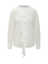 MAX MARA STUDIO - Shirt with Ruffles and Neck Tie - White - LIDIASHOPPING® - Official Website
