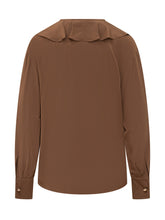 MAX MARA STUDIO - Shirt with Ruffles and Neck Tie - Brown - LIDIASHOPPING® - Official Website