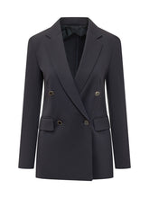 MAX MARA STUDIO - Giacca Doppiopetto con Rever Classico - Blu - LIDIASHOPPING® - Official Website