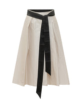 MAX MARA S - Midi Skirt with Contrast Belt - Beige - LIDIASHOPPING® - Official Website