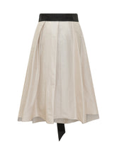 MAX MARA S - Midi Skirt with Contrast Belt - Beige - LIDIASHOPPING® - Official Website