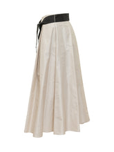 MAX MARA S - Midi Skirt with Contrast Belt - Beige - LIDIASHOPPING® - Official Website
