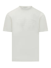 EMPORIO ARMANI - Crewneck T-shirt with Embossed Logo - White - LIDIASHOPPING® - Official Website