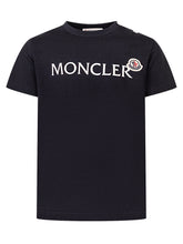 MONCLER KIDS - Short-Sleeve T-Shirt with Front Print - Blue - LIDIASHOPPING® - Official Website