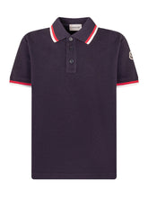 MONCLER KIDS - Short Sleeve Polo Shirt - Blue - LIDIASHOPPING® - Official Website