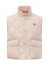 MONCLER - Gilet Imbottito Biois con Trapuntatura a Rombo - Rosa | Lidia Shopping | Official Website