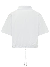 MONCLER - Polo a Maniche Corte con Coulisse al Fondo - Bianco - LIDIASHOPPING® - Official Website