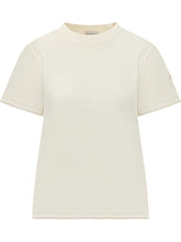 MONCLER - T-shirt with Crew Neck and Wavy Trims - Beige - LIDIASHOPPING® - Official Website