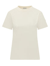 MONCLER - T-shirt con Girocollo e Logo su Manica - Beige - LIDIASHOPPING® - Official Website