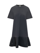 MONCLER - Abito con Maniche Corte e Fondo a Balza Traforata - Blu - LIDIASHOPPING® - Official Website