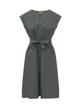 WOOLRICH - Abito Corto in Popeline con Cintura - Verde | Lidia Shopping | Official Website