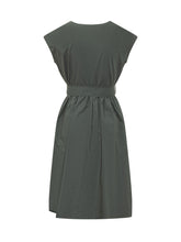 WOOLRICH - Abito Corto in Popeline con Cintura - Verde | Lidia Shopping | Official Website
