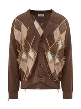 LANEUS - Argyle Cardigan - Brown - LIDIASHOPPING® - Official Website