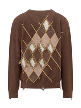 LANEUS - Argyle Cardigan - Brown - LIDIASHOPPING® - Official Website