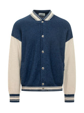 LANEUS - Knitted Bomber with Buttons - Blue - LIDIASHOPPING® - Official Website