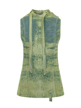 DIESEL - Sleeveless Top with High Neck and Ties - Green - LIDIASHOPPING® - Official Website