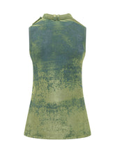 DIESEL - Sleeveless Top with High Neck and Ties - Green - LIDIASHOPPING® - Official Website