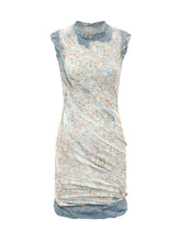 DIESEL - Short Draped Dress with Floral Print - Blue - LIDIASHOPPING® - Official Website