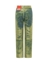 DIESEL - Straight Leg Trousers with Abstract Print - Green - LIDIASHOPPING® - Official Website