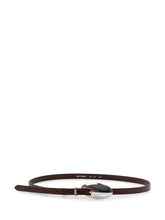 DIESEL - Thin Leather Belt with Oval Buckle - Brown - LIDIASHOPPING® - Official Website