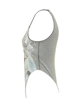 DIESEL - T-Ameris-S1 Top with Graphic Print and Buttons - Silver - LIDIASHOPPING® - Official Website
